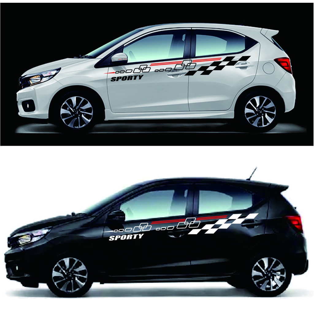 Stiker Mobil Brio rs satya racing lis aksesoris sticker body samping terbaru