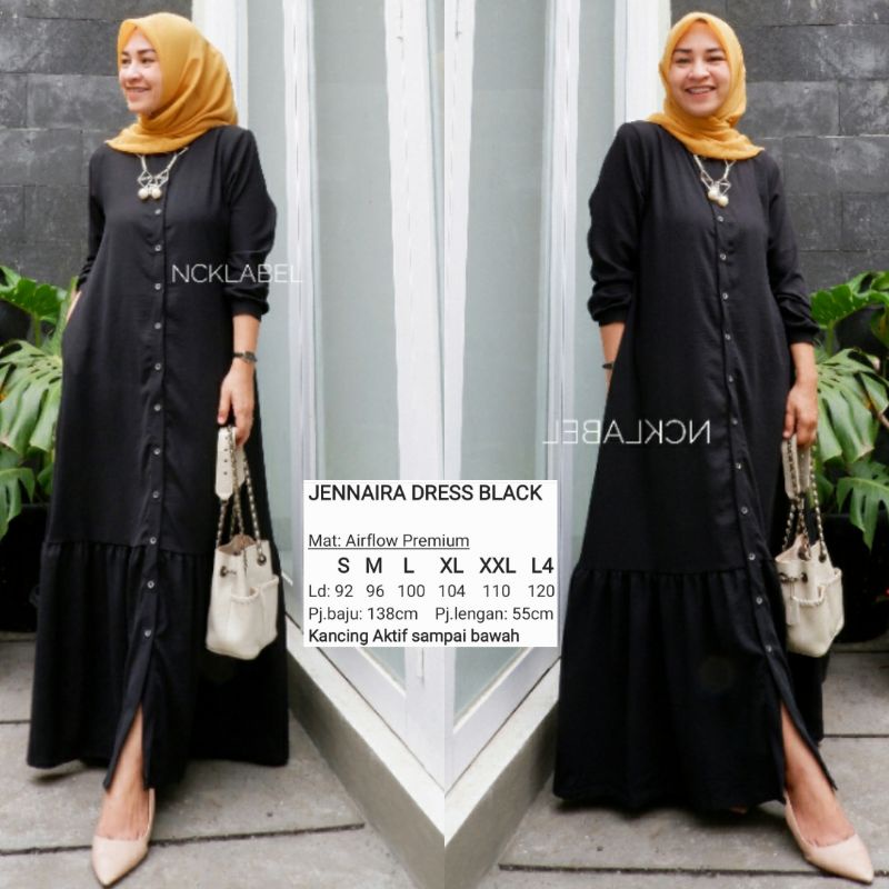 Gamis Jennaira Dress Busui Bahan Crinkle Airflow Original NCK Label
