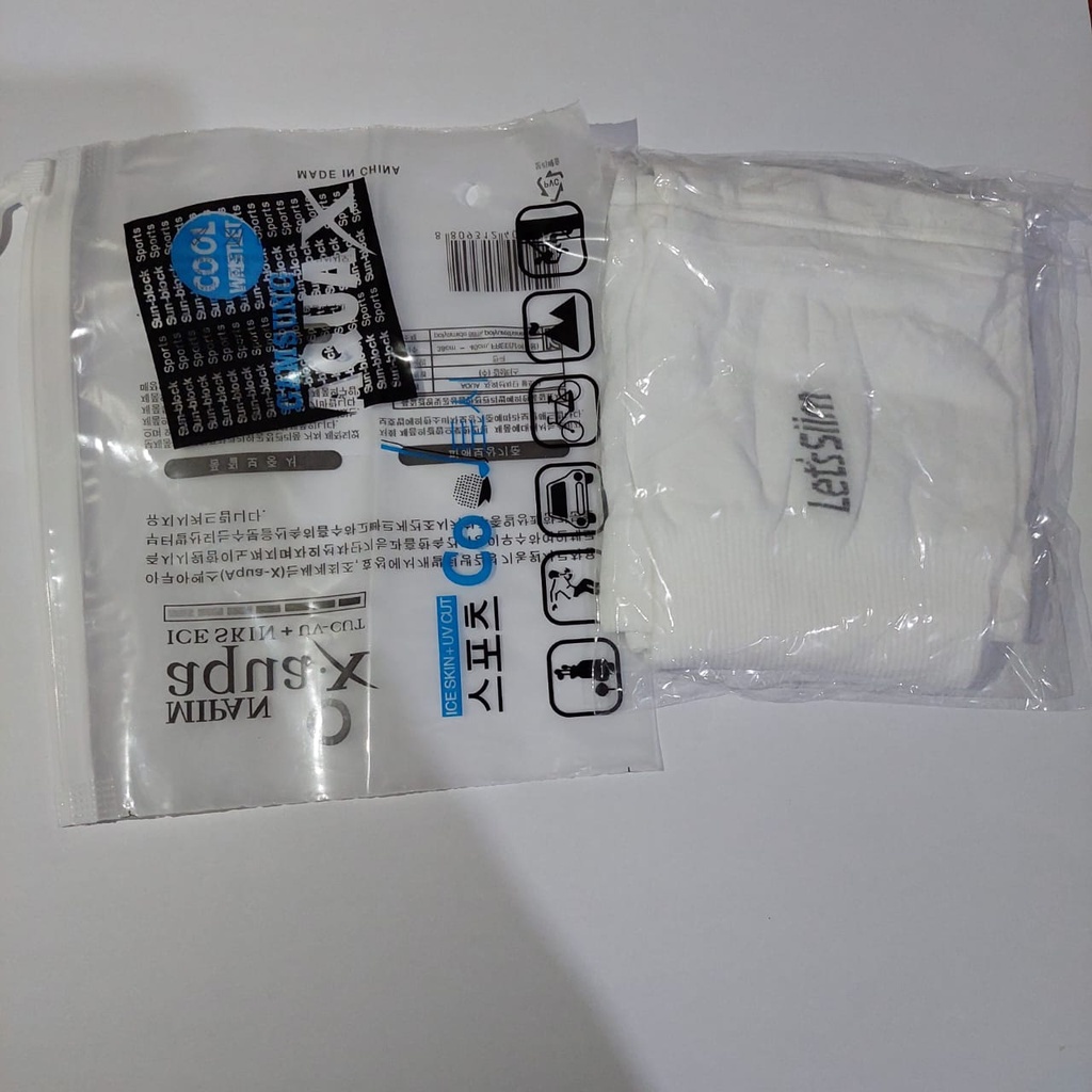 Manset Tangan Pria Wanita Handsock Lets Slim dan Lets Silim Anti UV-Manset putih pouch