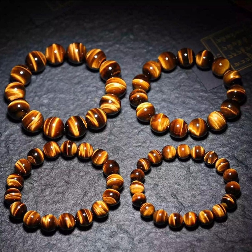 Gelang Kesehatan Giok Batu Alam Yellow Tiger Eye ASLI Original Natural Etnik Unik untuk Pria Wanita