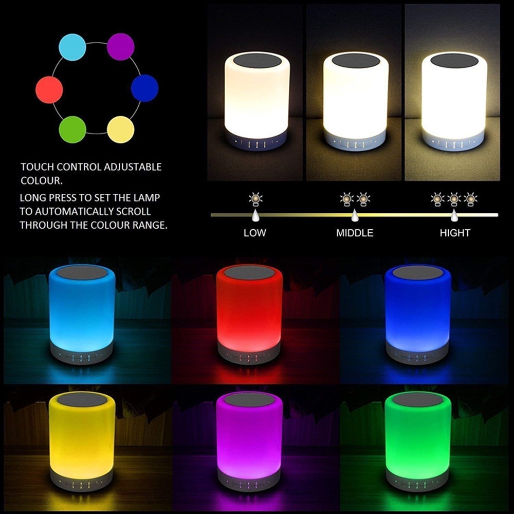 Speaker Bluetooh Lampu Tidur Led  Touch RGB Wireless Speaker Lampu LED Smart