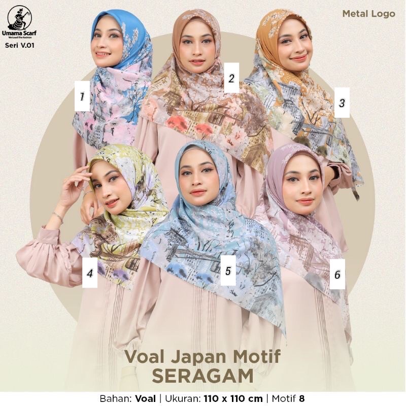 (PART 1) SEGIEMPAT VOAL JAPAN MOTIF METAL LOGO UMAMA SCARF