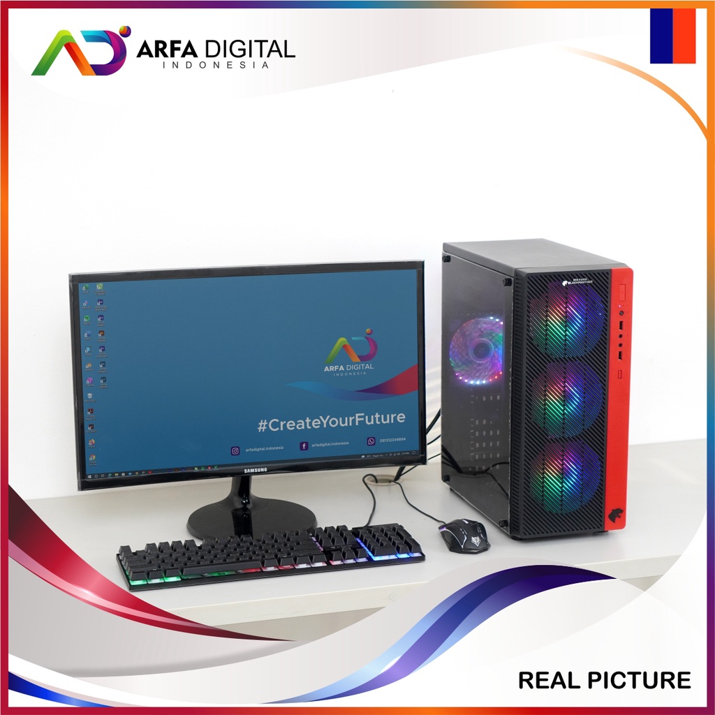 PAKET LENGKAP PC GAMING AMD Ryzen 3 3200G SSD RAM 8GB Monitor Led 24' | ARC04