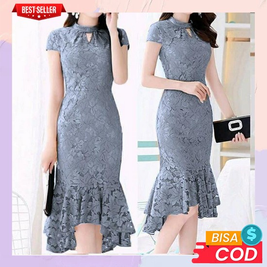 Dress Natal Terbaru 2021/Dress Brukat Jumbo/Dress Natalia Kerut Bali/Dress/Cioza/Dress Midi Brukat J