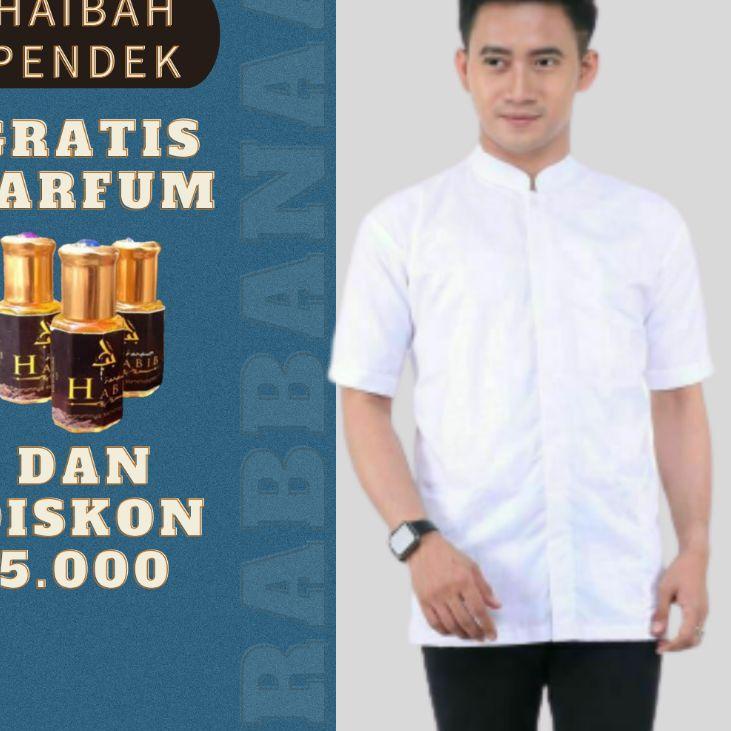 TELAH HADIR BAJU KOKO HABAIB PUTIH POLOS LENGAN PENDEK  863