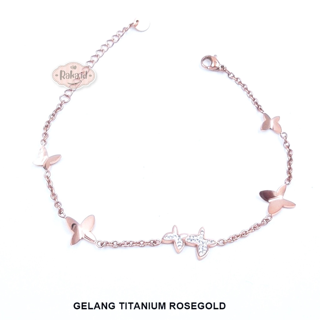 Gelang Titanium Wanita Anti Karat Motif Kupu 1211