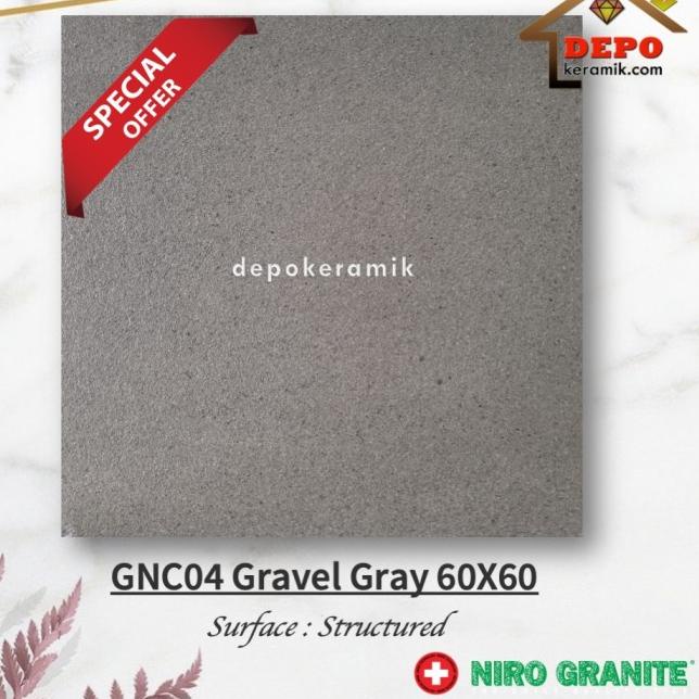Niro GNC04 Gravel Gray 60x60 Kw2 Granit Lantai Dinding Kasar