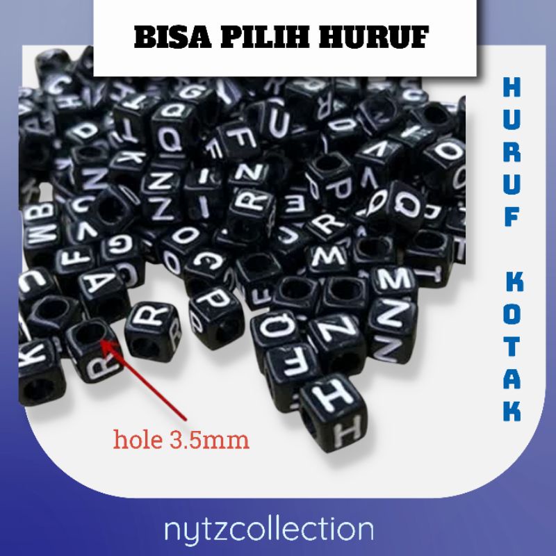 [Pilih Huruf] 10Pcs Manik Huruf Kotak Huruf Abjad