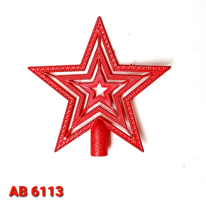 

Top Bintang Pita 10 cm Star Hiasan Bintang Merah Emas Atas Pohon Natal - MERAH. AB-6113