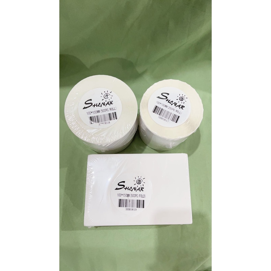 SHENAR THERMAL LABEL 100x150 Isi 500pc Thermal Paper Roll/Lipat Lebih Tebal/Lebel Online shop/Lebel Paket/lebel thermal