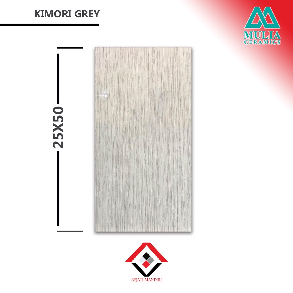 Keramik Dinding 25x50 - Motif Kayu - Mulia Kimori Grey