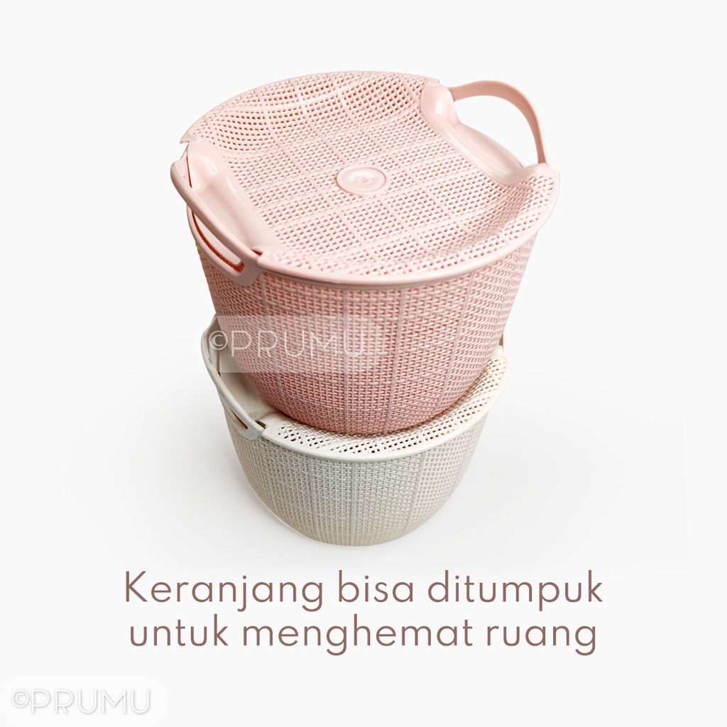 Keranjang Serbaguna - Keranjang Plastik - Keranjang Susun - Keranjang Penyimpanan - Keranjang Tutup - Keranjang Bulat - Keranjang Souvenir - 8477