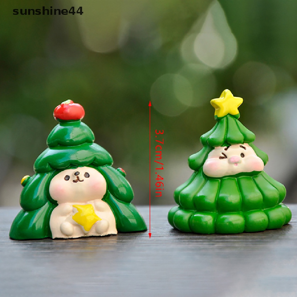 Sunshine 1Pc Miniatur Santa Claus / Rusa Natal Bahan Resin Untuk Dekorasi Taman