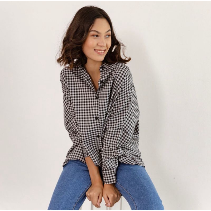 Oversized Shirt Checkered 100% Oiginal by Fashion Today (8Wood)