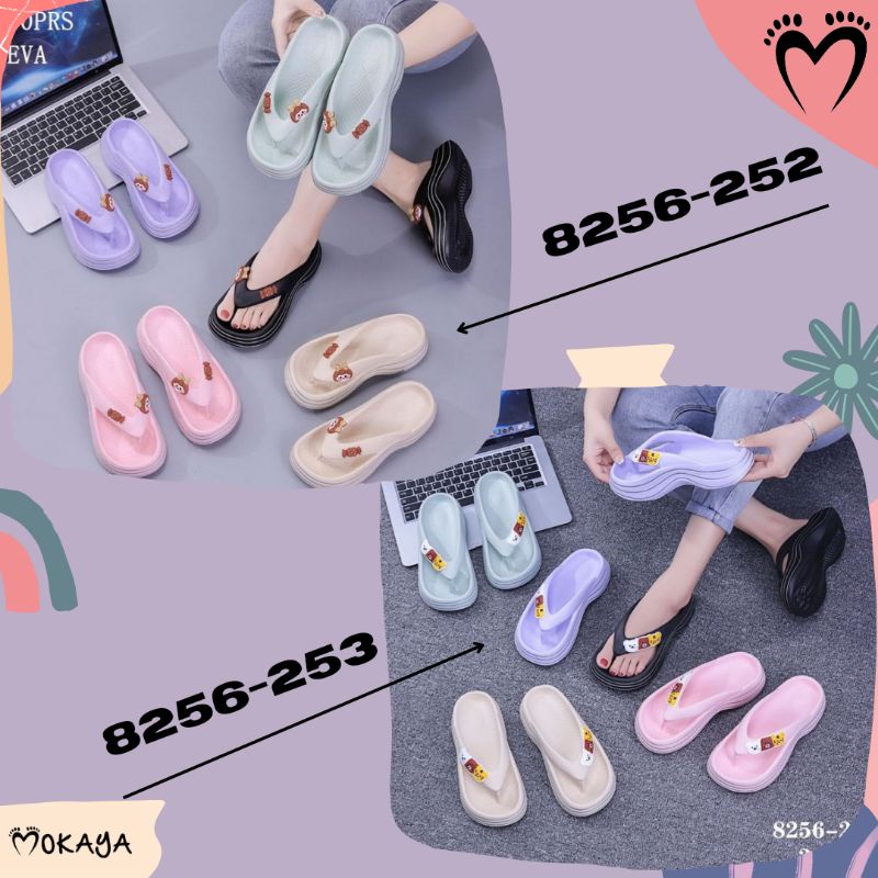 Sandal Jepit Eva Wanita Mainan Motif Candy Anak Cewek &amp; 3 Karakter Hewan Super Ringan Cantik Mewah Trendy Elegant Import Mokaya / Size 36-40 (8256-252 &amp; 8256-253)