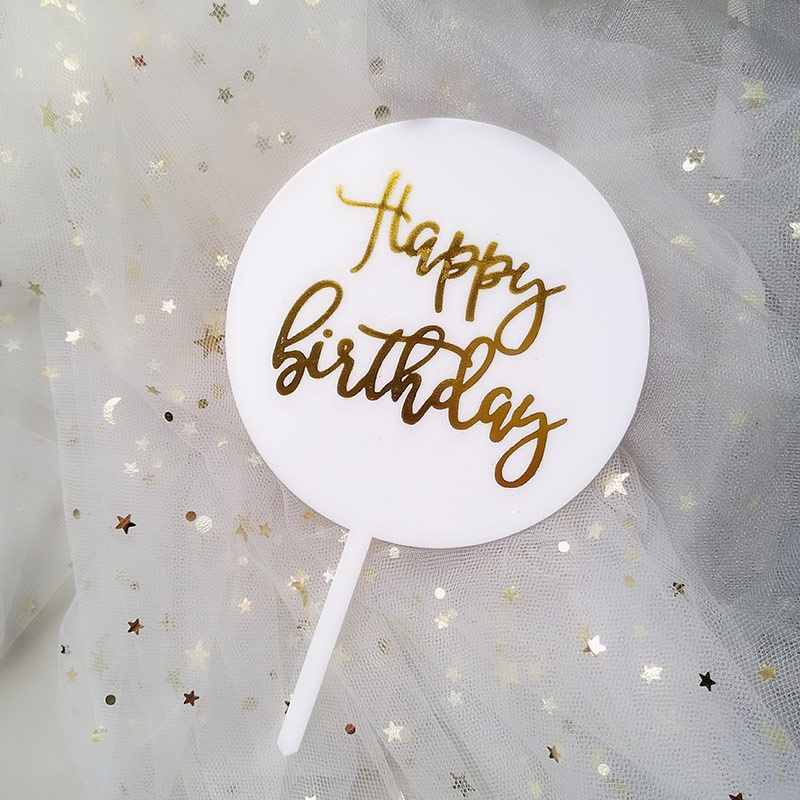 (ctshop)Cake Topper Happy Birthday / Tusukan Hiasan Kue Happy Birthday Acrylic-Won