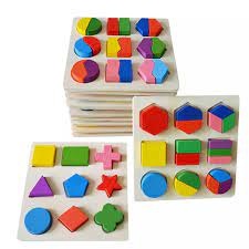 Puzzle Pazel Pazle Pusel Puzle Puzel kayu 3D Geometri - mainan edukasi montessori anak perempuan laki-laki balita