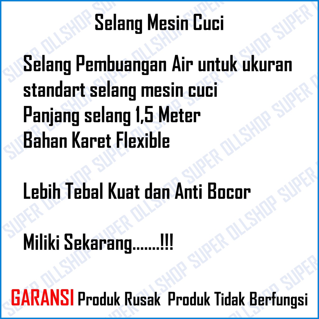 Selang Mesin Cuci / Selang Pembuangan Selang Air Mesin Cuci Elastis Flexible / Slang Pembuangan Air Mesin Cuci Murah