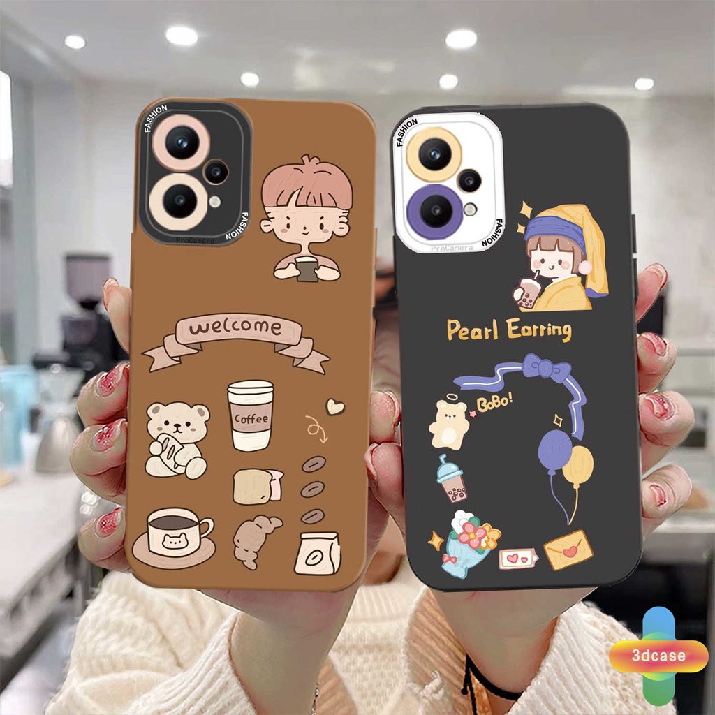 Case Samsung A12 A32 A52 A51 A03S A10S A50 A20S J7 Prime A02S A20 A72 A50S A10 A30S A52S A30 M12 M10 M01S A54 A15 A16 A9 A5 Y12 Y20 A12 Little Bear Coffee Anti-fall Case