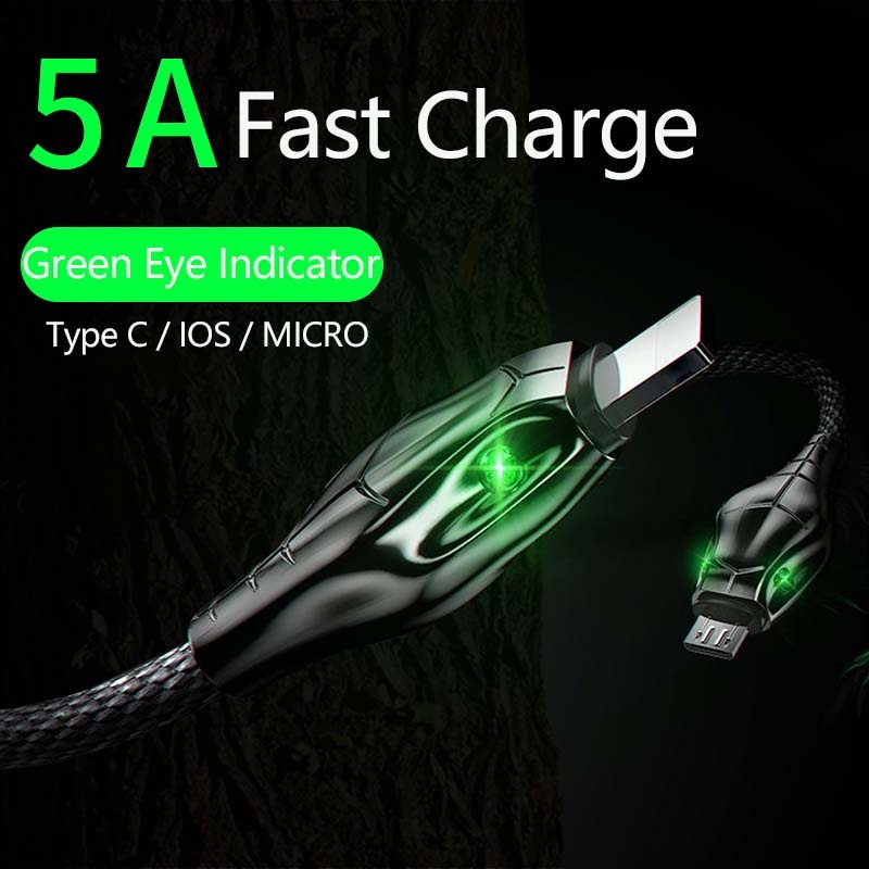 Kabel Charger Micro USB Tipe C 5A Fast Charging Warna Hitam Mamba Untuk iPhone 11 12 13