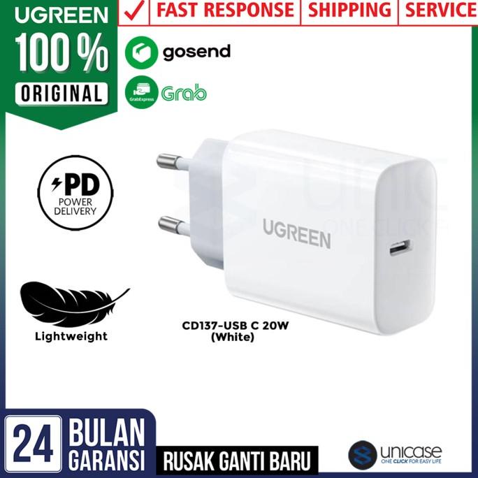Wall Kepala Adaptor Charger iPhone 20W / 10W UGREEN USB / Type C Fast