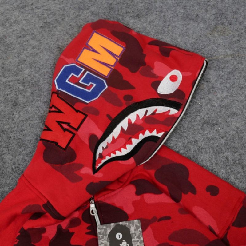 SWEATER HOODIE ZIPPER BAPE WGM CAMO WHITE/RED/PURPLE FULLTAG &amp; LEBEL