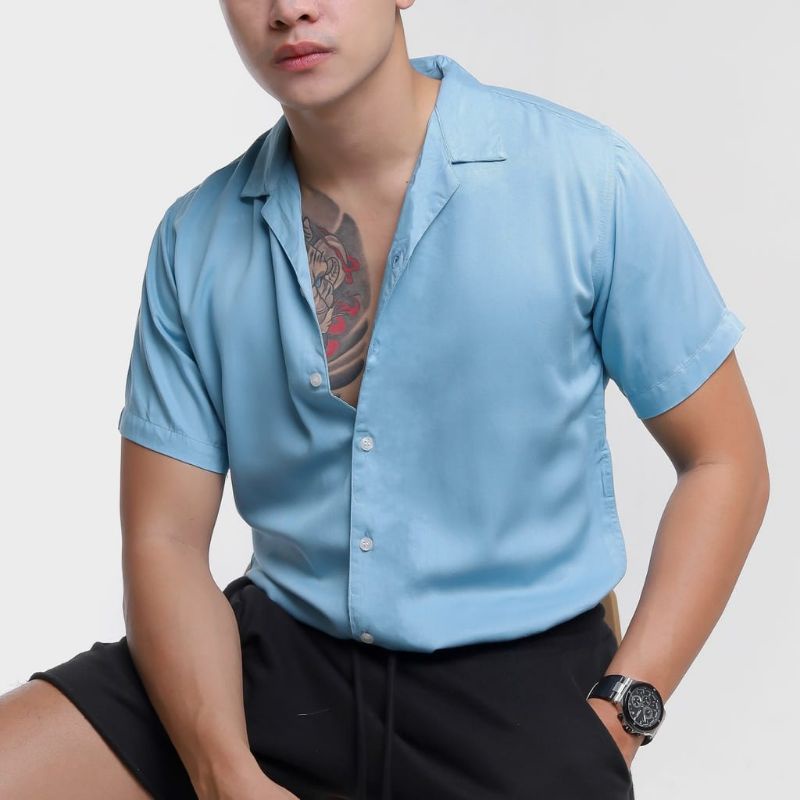 kemeja Polos Premium Seri blue ice