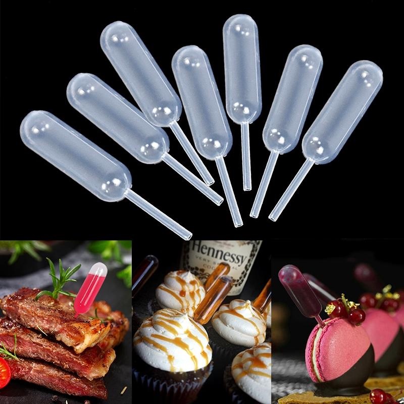 50 Pcs Pipet Tetes 4ml Sekali Pakai Bahan Plastik Untuk Cupcake / Es Krim / Cokelat / Buah