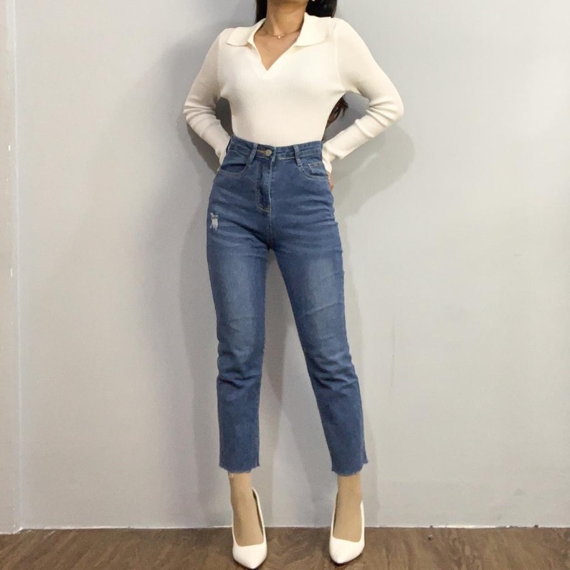 [LUXE.DLABEL] - E49 Jeans | Celana panjang Highwaist wanita Jeans import premium Jeans wanita polos ripped jeans High waist jeans wanita bkk Skinny Jeans High waist Baggy jeans Wideleg Jeans Kulot jeans Boyfriend jeans Wanita Kargo Jeans