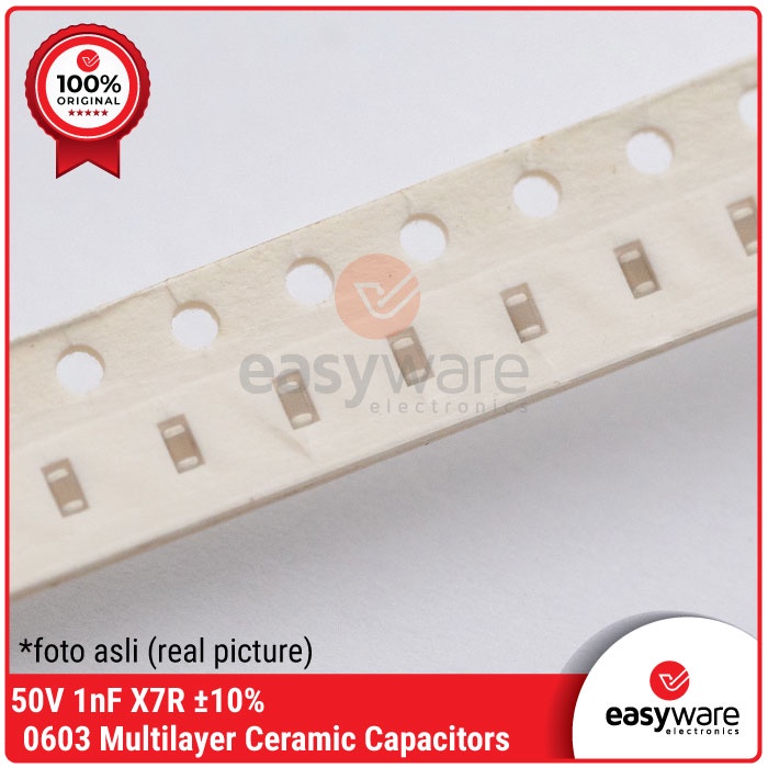 Capacitor SMD SMT 1nF ±10% 50V X7R 0603 Multilayer Ceramic Capacitors Samsung YAGEO