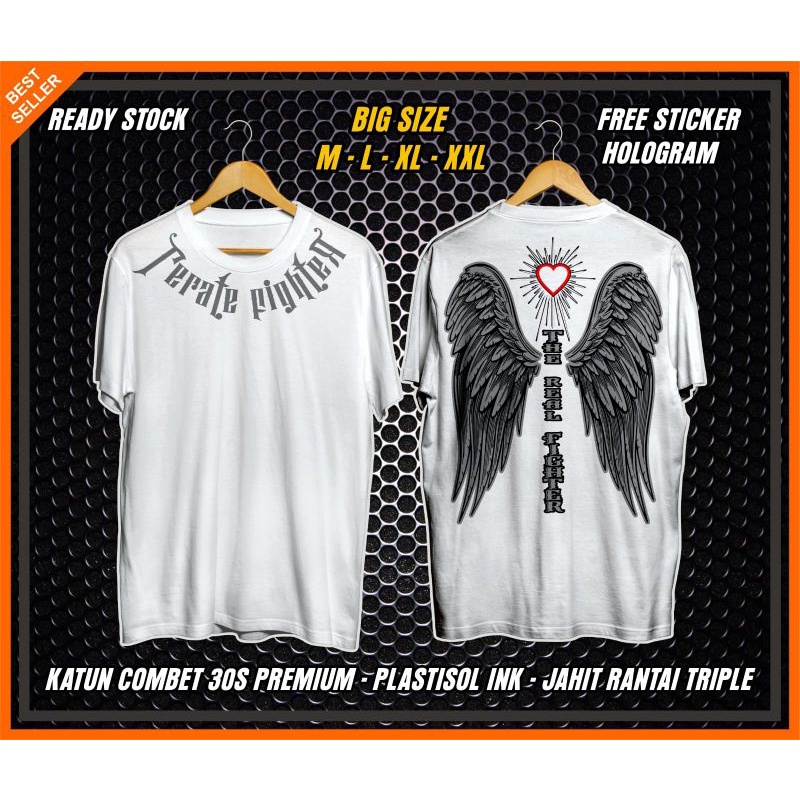 BNJ 2 KAOS PSHT SAYAP CULTURE TERATE FREE STIKER KEKINIAN TERATE FIGHTER KAOS PRIA WANITA HITAM PUTI