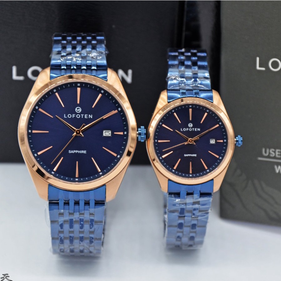 Jam Tangan Couple ORIGINAL Lofoten F-8101MBLU+LBLU
