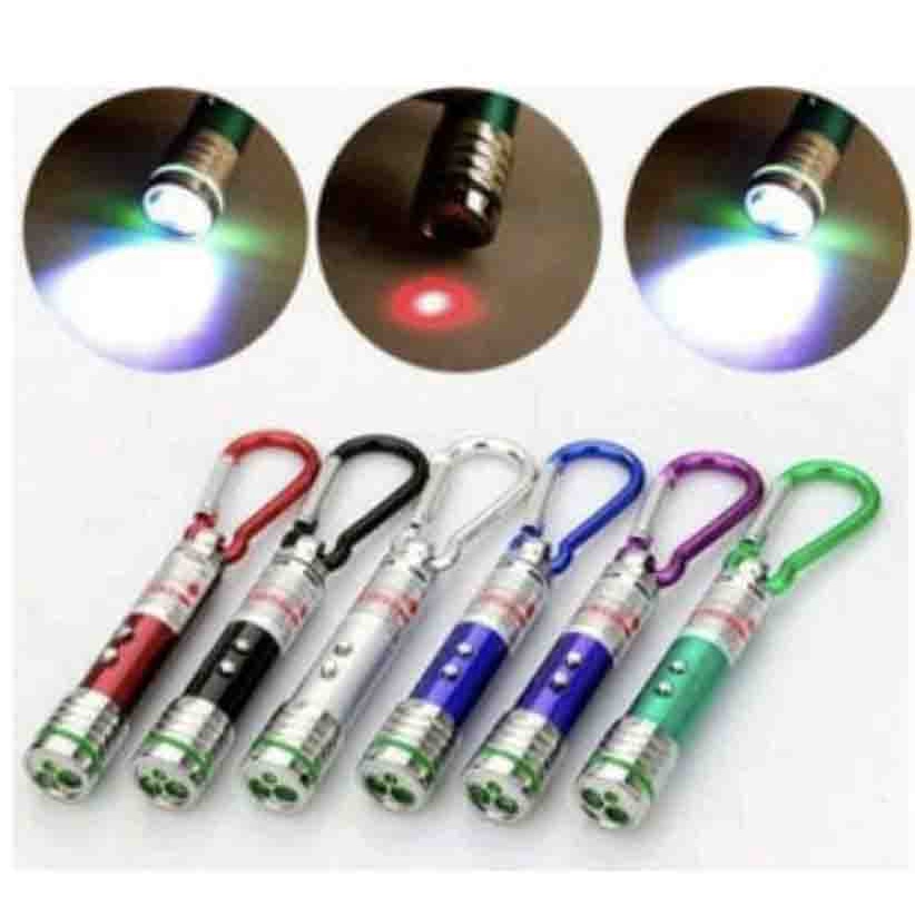 Laser Pointer 3 in1 / Senter Mini /Gantungan Keychain Senter/ Ledlight(1pcs)