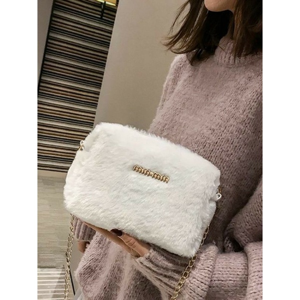 Tas Selempang Wanita MK | Tas Selempang Bulu Import Korea  | Murah Bisa COD