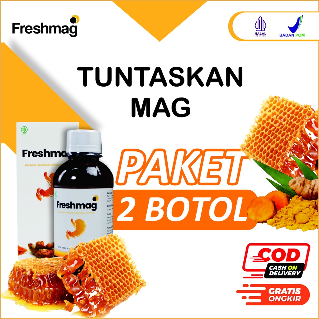 

2 Botol FRESHMAG Herbal Mag dan Gerd 100% Original Halal BPOM sembuhkan mah magg dan masalah lambung
