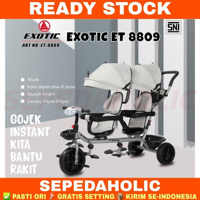 Banyakdicari Sepeda Roda Tiga 3 Exotic Et 8809 Twins Kembar Boncengan Tricycle Anak Kmn05