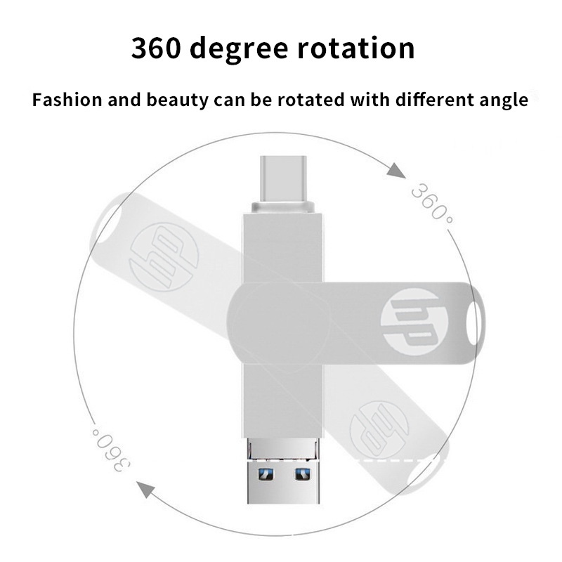 Hp 3.0 Flashdisk USB 4 In 1 OTG 512GB Bahan Metal Anti Air Untuk Smartphone