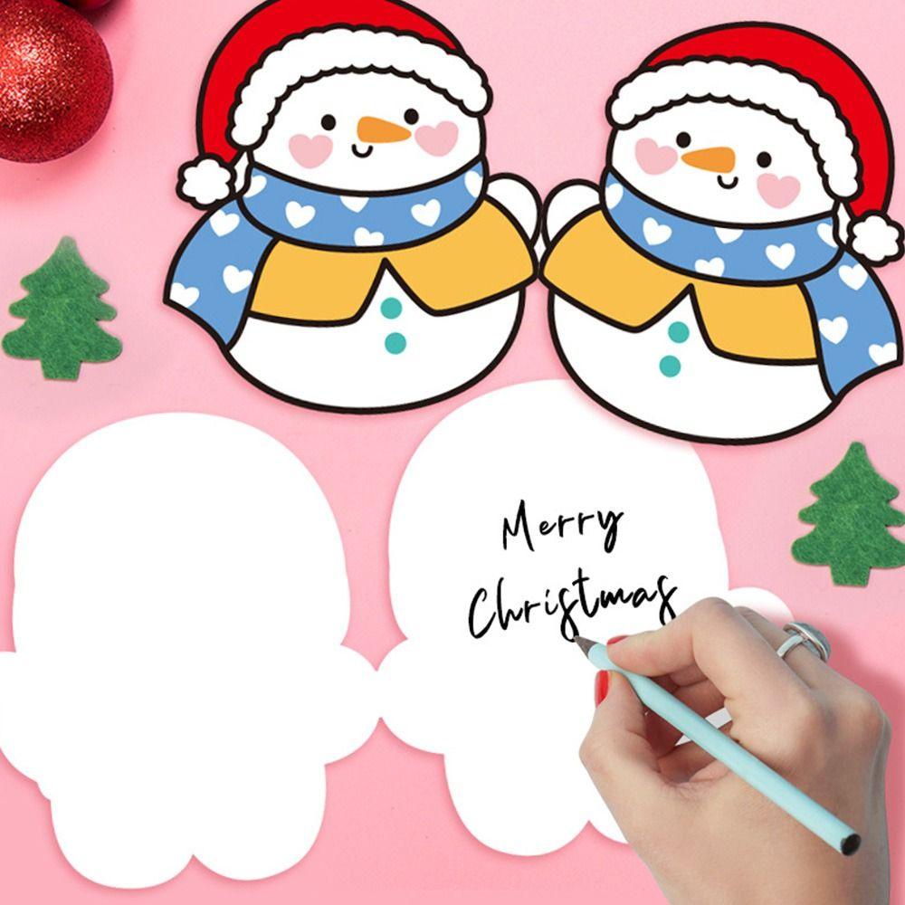 Preva 5PCS Kartu Berkah Lipat Kartun Merry Christmas Kreatif Lucu