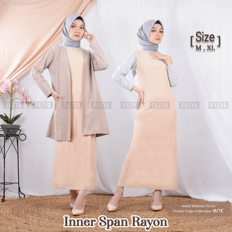 Inner Dress Span Manset Gamis Rayon Tanpa Lengan