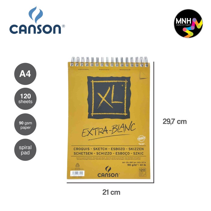 

Drawing Book Canson XL Extra White 90G A3