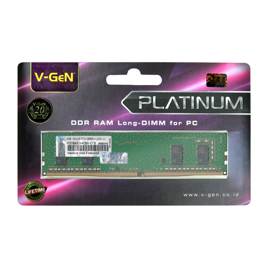 RAM DDR4 V-GeN Platinum 4GB PC21300/2666Mhz LongDimm (Memory PC VGEN)