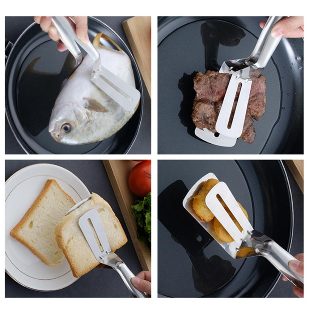 Solighter Sekop Steak Capit Masak Daging Spatula Penggorengan Ikan Stainless Steel