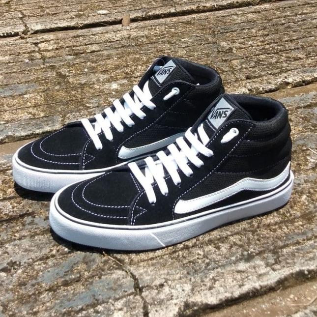 SEPATU VANS SK8 HI SNEAKERS HITAM PUTIH TINGGI - 36