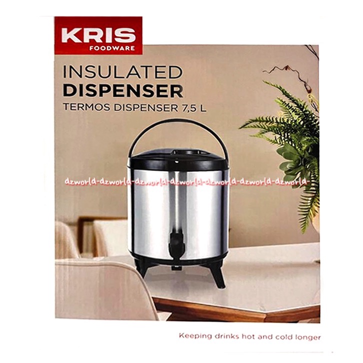 Kris Foodware 7.5L Insulated Dispenser Termos Dispenser 7.5 Litter 1kran Tempat Air Minum Air Panas Dispenser Minuman Vacuum Water Krisbow