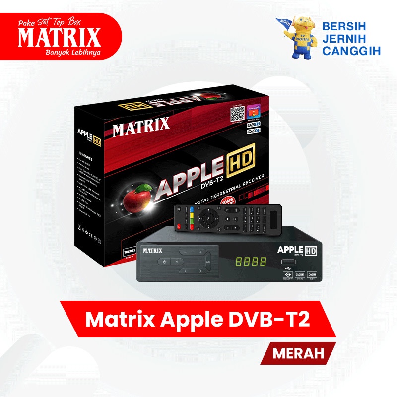 Set Top box Tv Digital Welhome DVB T2 EWS tv analog ke digital MATRIX RED DVB-T2 APPLE