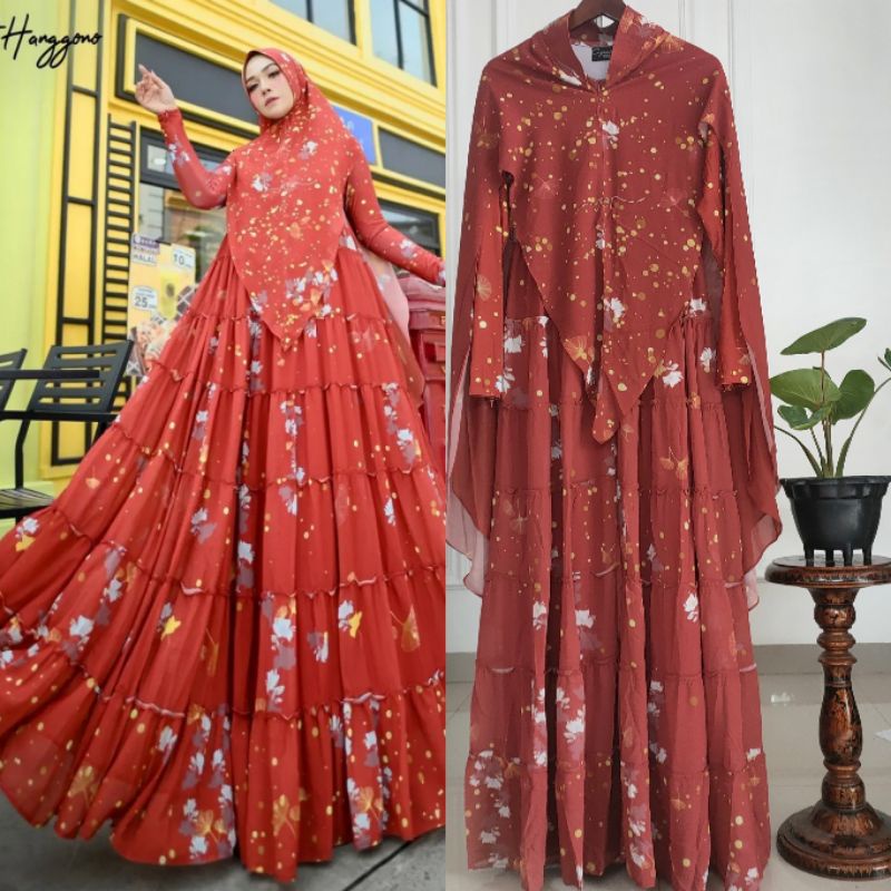 gamis printing Khimar syar'i premium/syar'i terbaru by Agoest hanggono