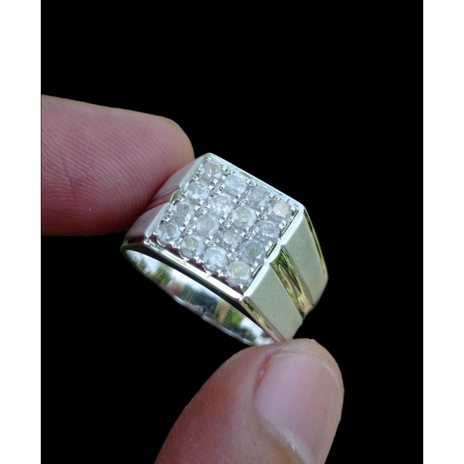 cincin full berlian pria full berlian eropa ring perak handmade ringsize 18/19