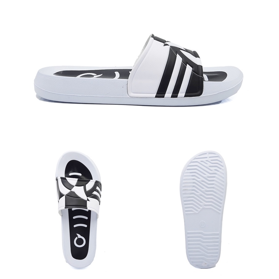 SANDAL SLIP ON CASUAL ORTUSEIGHT GAIA SLIDES - BLACK WHITE