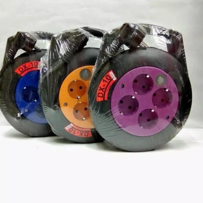 Kabel Roll Listrik 10 Meter Dx Series 4 Lubang Colokan + Indikator Cod