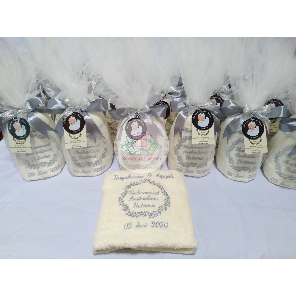 Handuk Bordir/Souvenir Handuk/Handuk kelahiran/souvenir kelahiran/souvenir custom